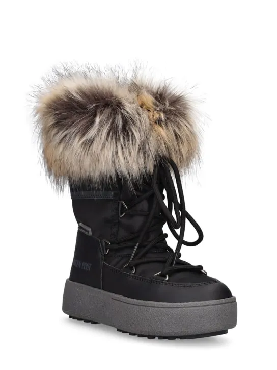 Moon Boot   Nylon ankle snow boots w/ faux fur 