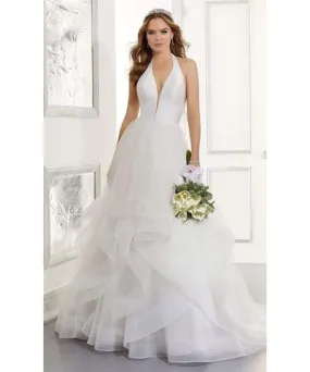 Mori Lee Bridal 5866 Arabella Halter Tiered Tulle Wedding Gown