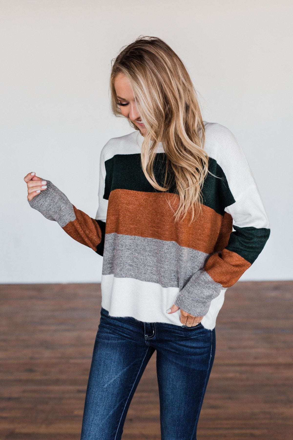 Mountain Getaway Color Block Sweater- Earth Tones