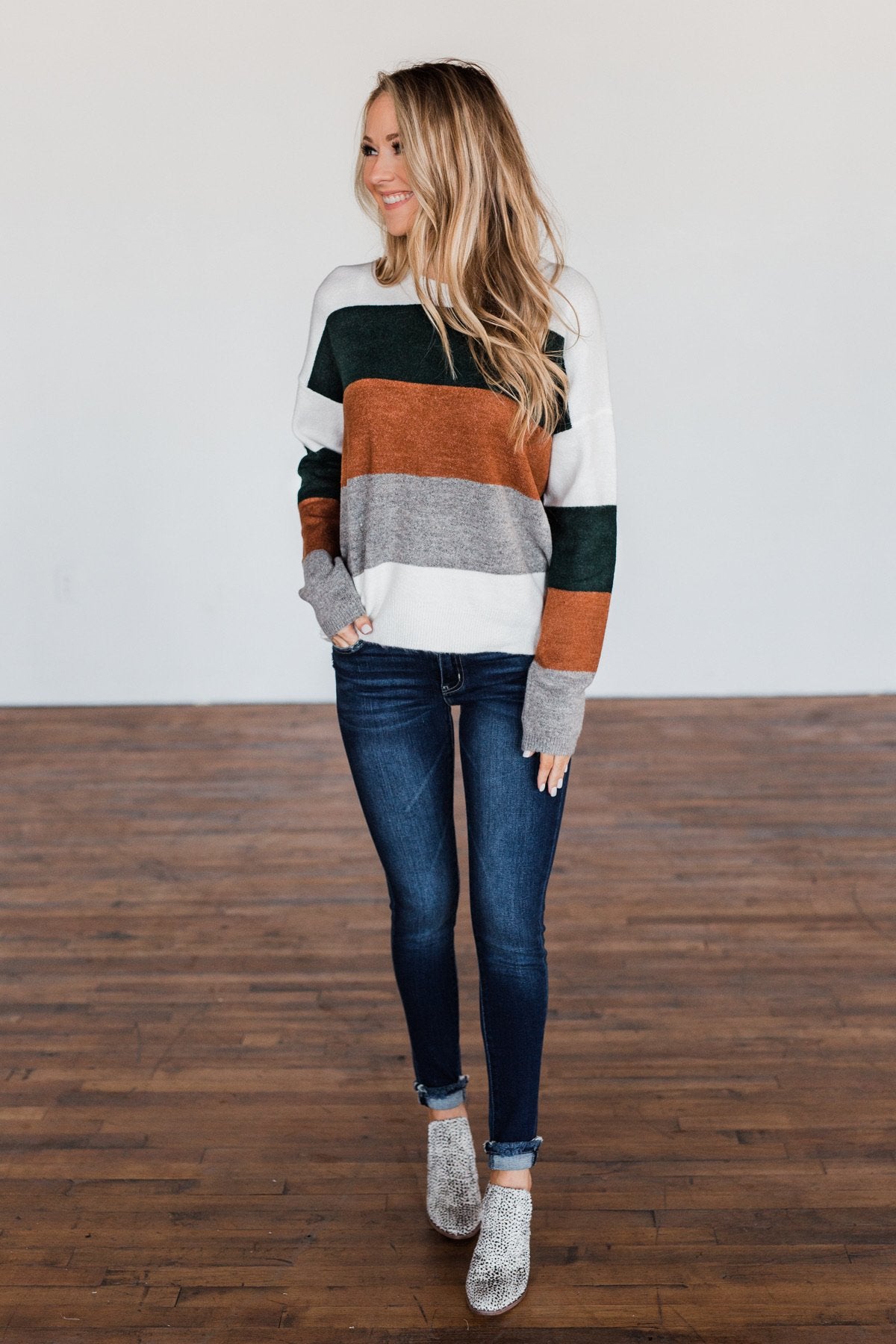 Mountain Getaway Color Block Sweater- Earth Tones