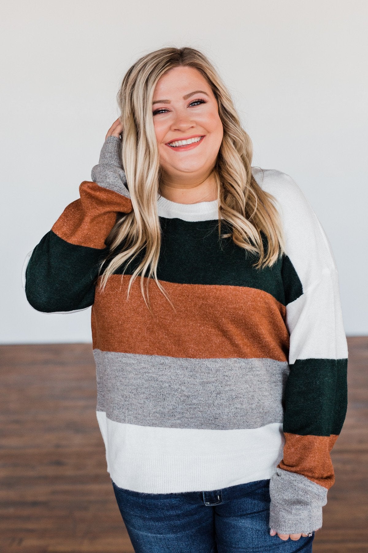 Mountain Getaway Color Block Sweater- Earth Tones