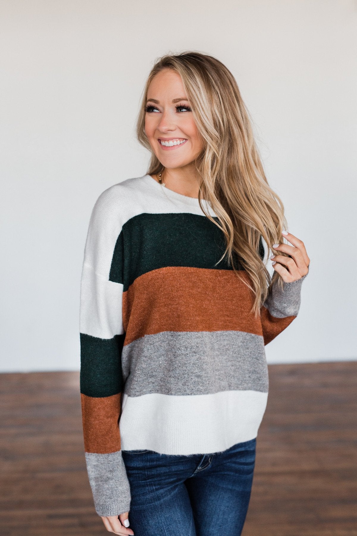 Mountain Getaway Color Block Sweater- Earth Tones