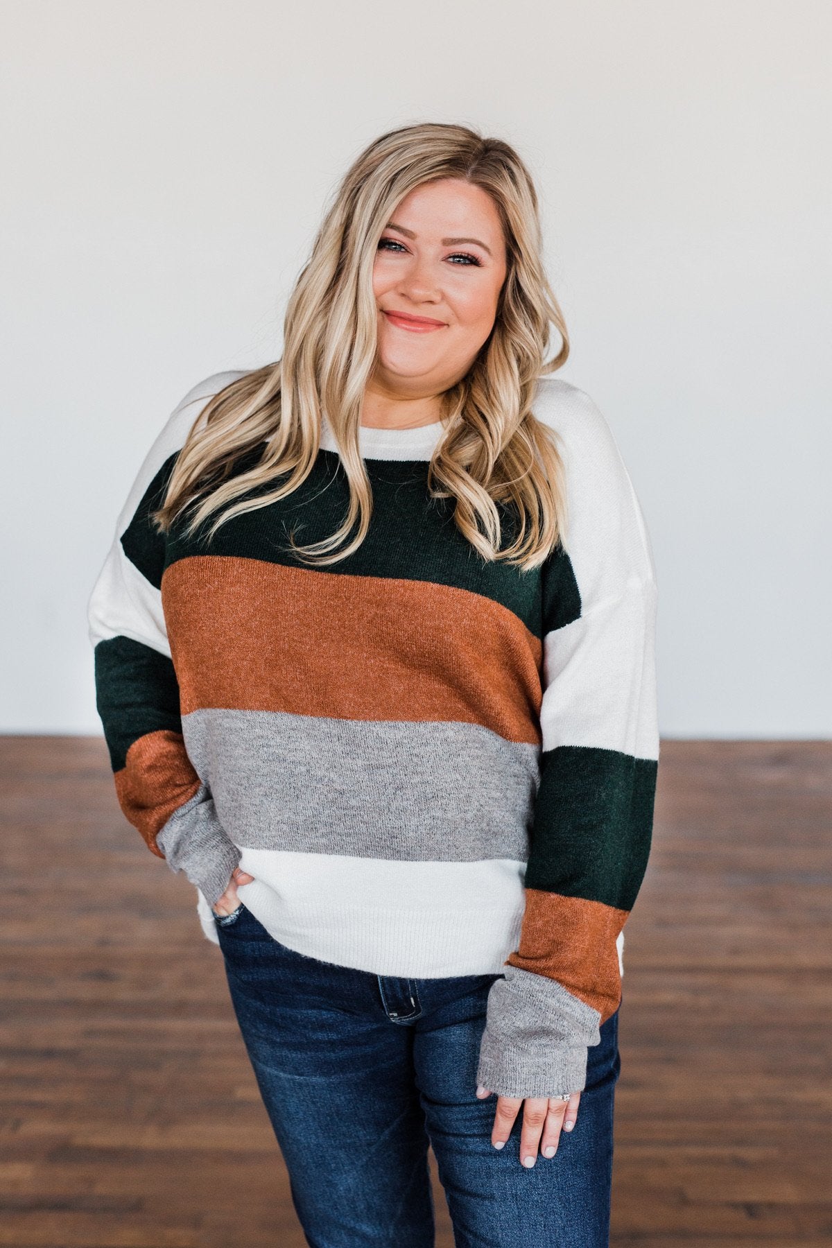 Mountain Getaway Color Block Sweater- Earth Tones