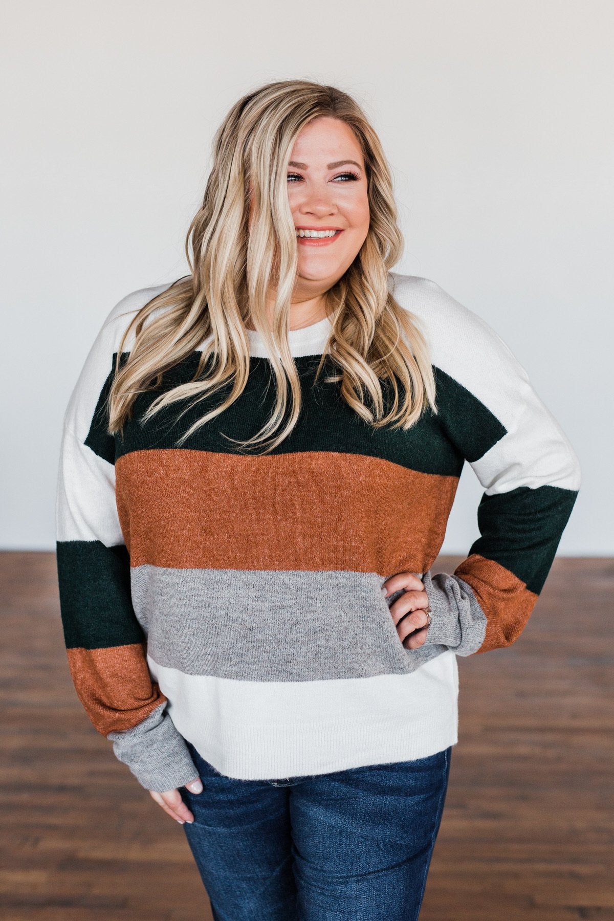 Mountain Getaway Color Block Sweater- Earth Tones