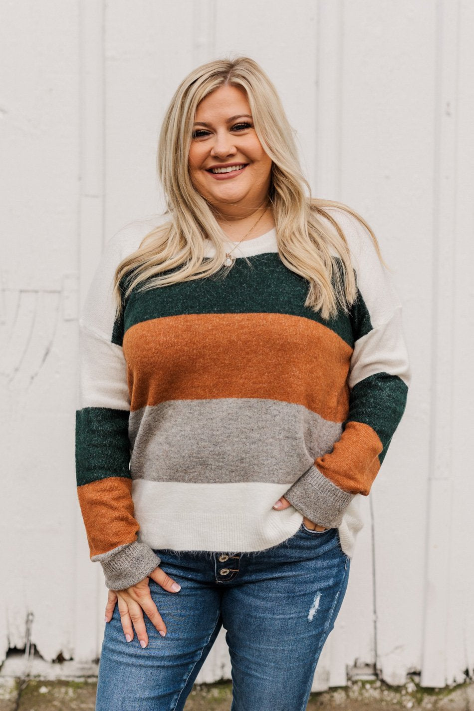 Mountain Getaway Color Block Sweater- Earth Tones