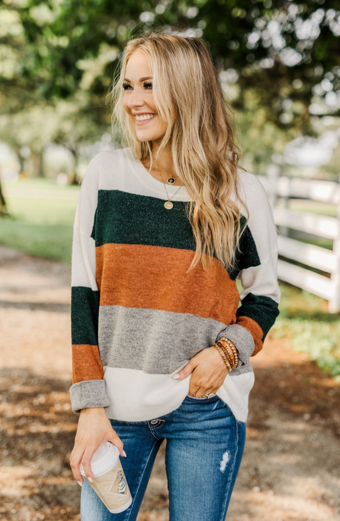 Mountain Getaway Color Block Sweater- Earth Tones