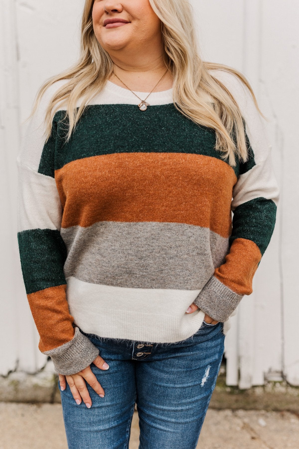 Mountain Getaway Color Block Sweater- Earth Tones