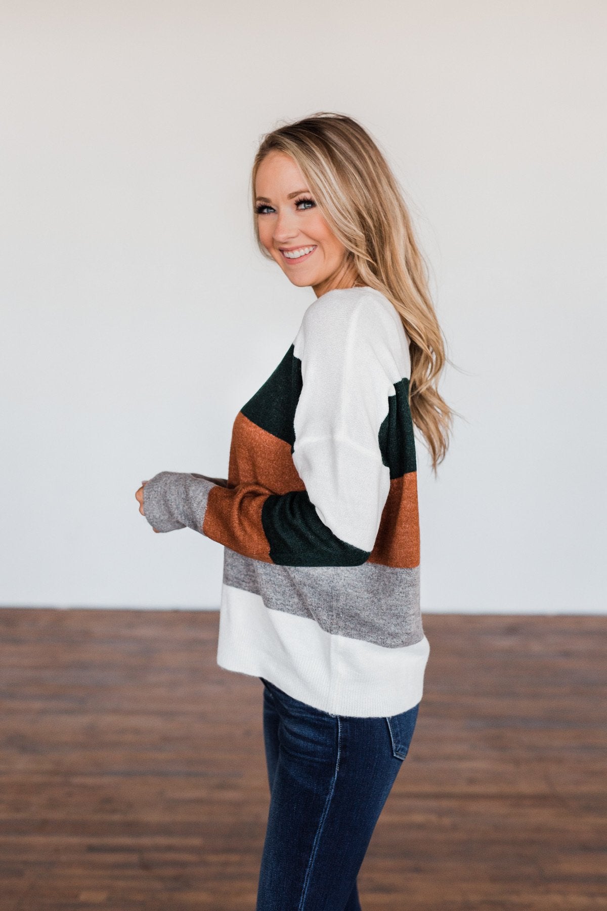 Mountain Getaway Color Block Sweater- Earth Tones