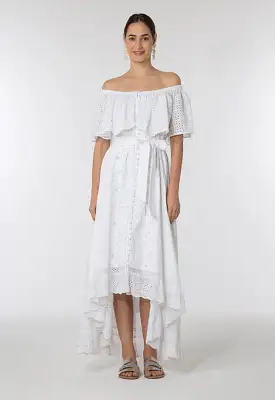 Off Shoulder Schiffli Dress