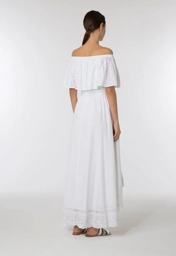 Off Shoulder Schiffli Dress