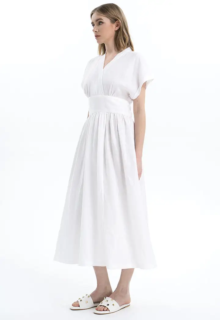 Over Lapped Linen Dress