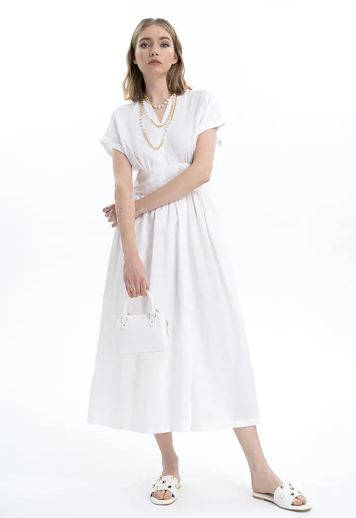 Over Lapped Linen Dress