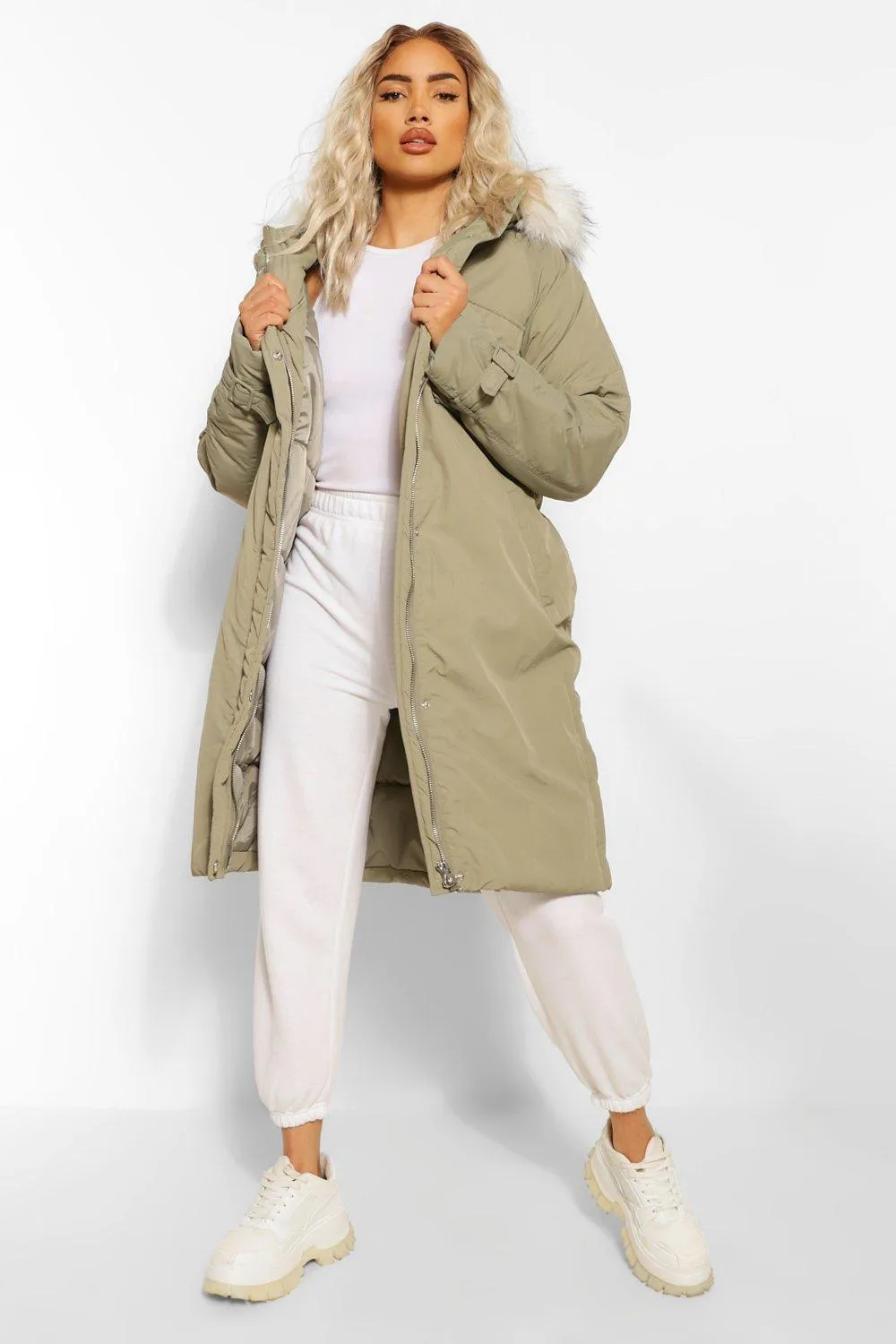 Oversized Longline Belted Parka