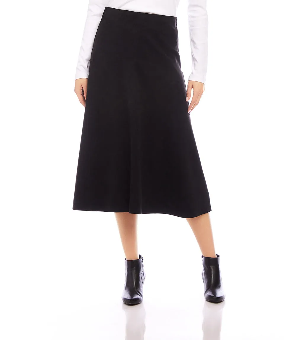 Petite Size Faux Suede Midi Skirt