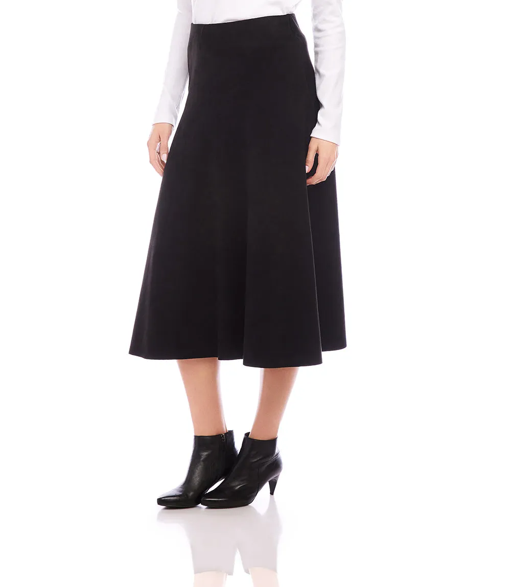 Petite Size Faux Suede Midi Skirt