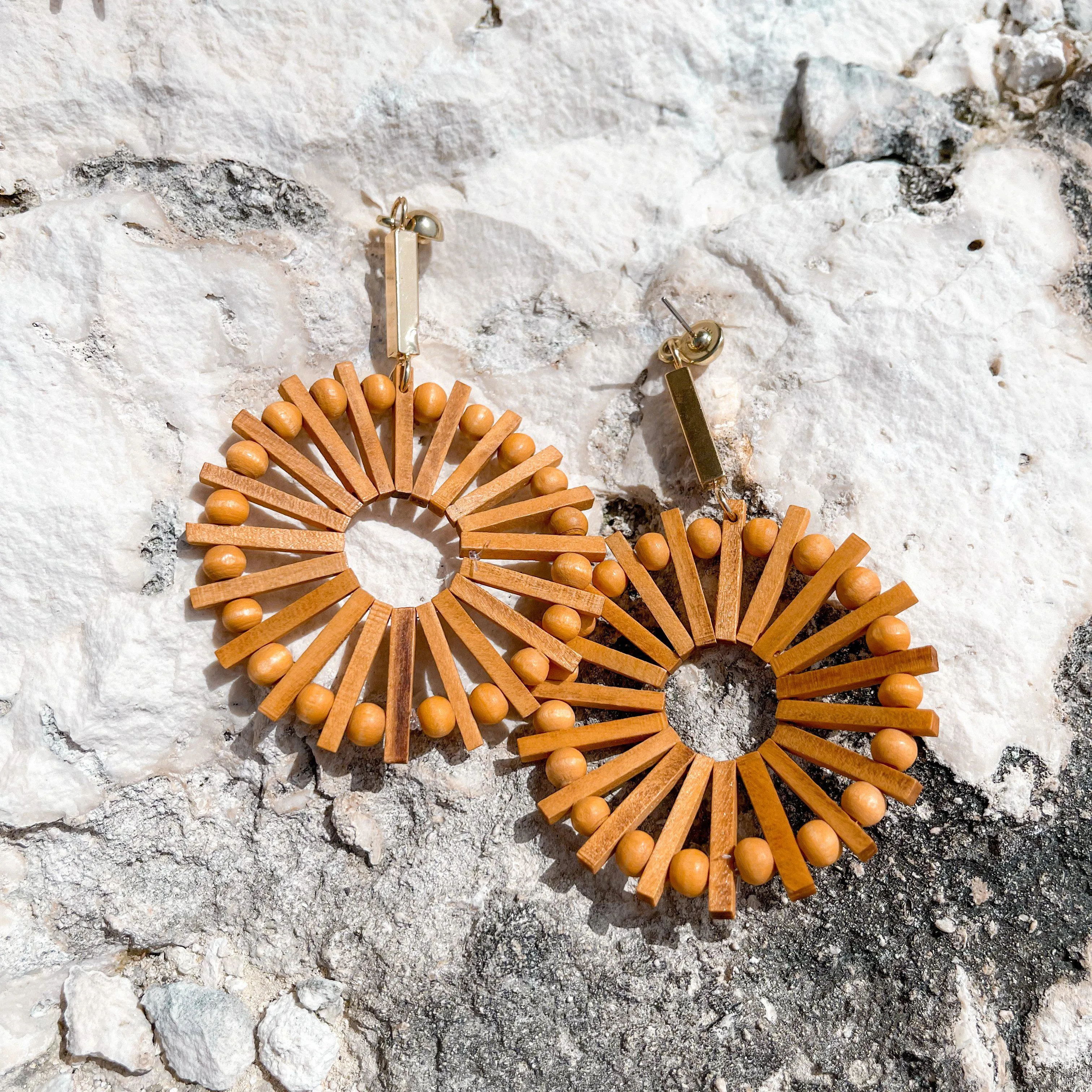 Playa Rica Wooden Statement Earrings