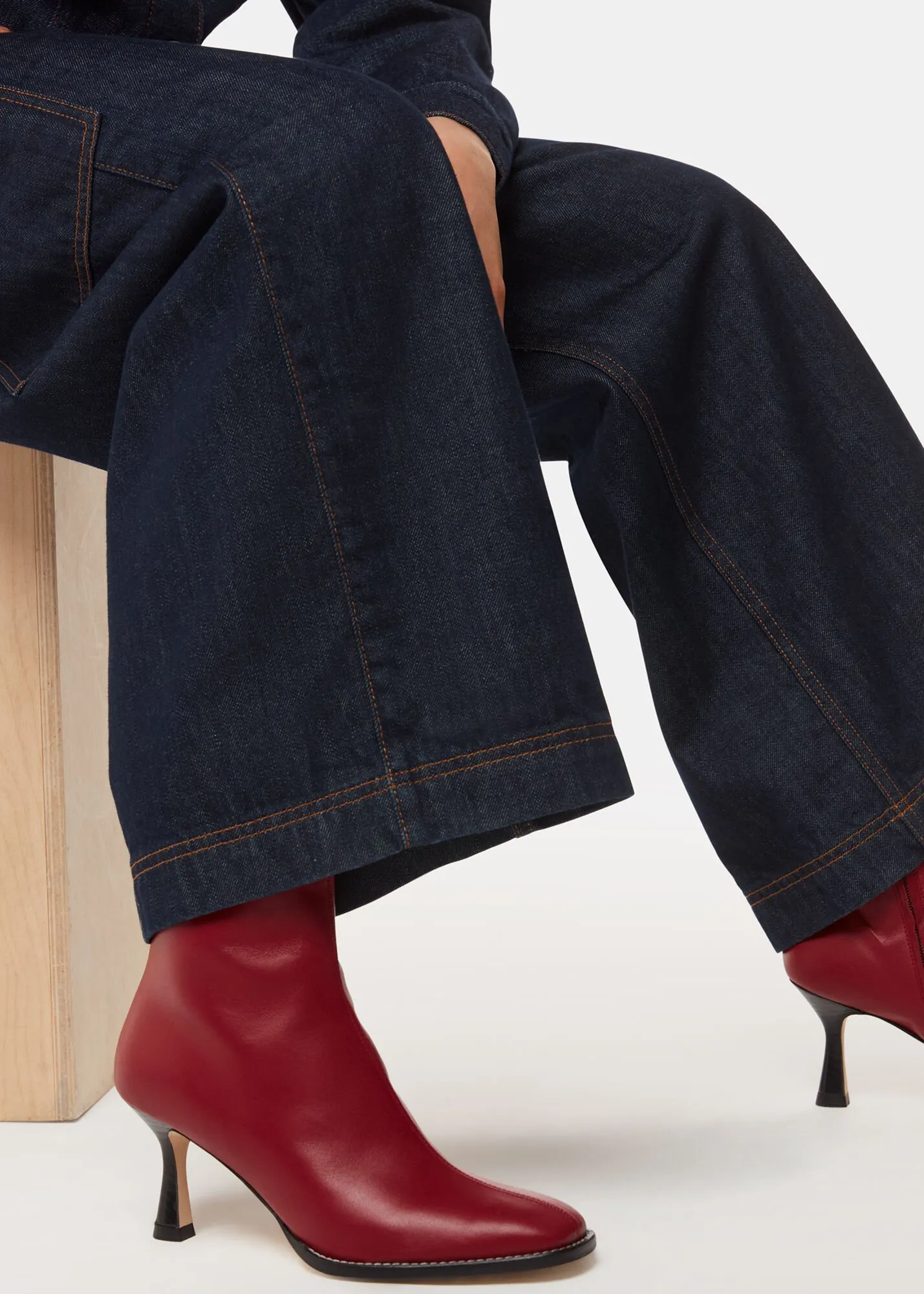 Red Nettie Stitch Detail Boot