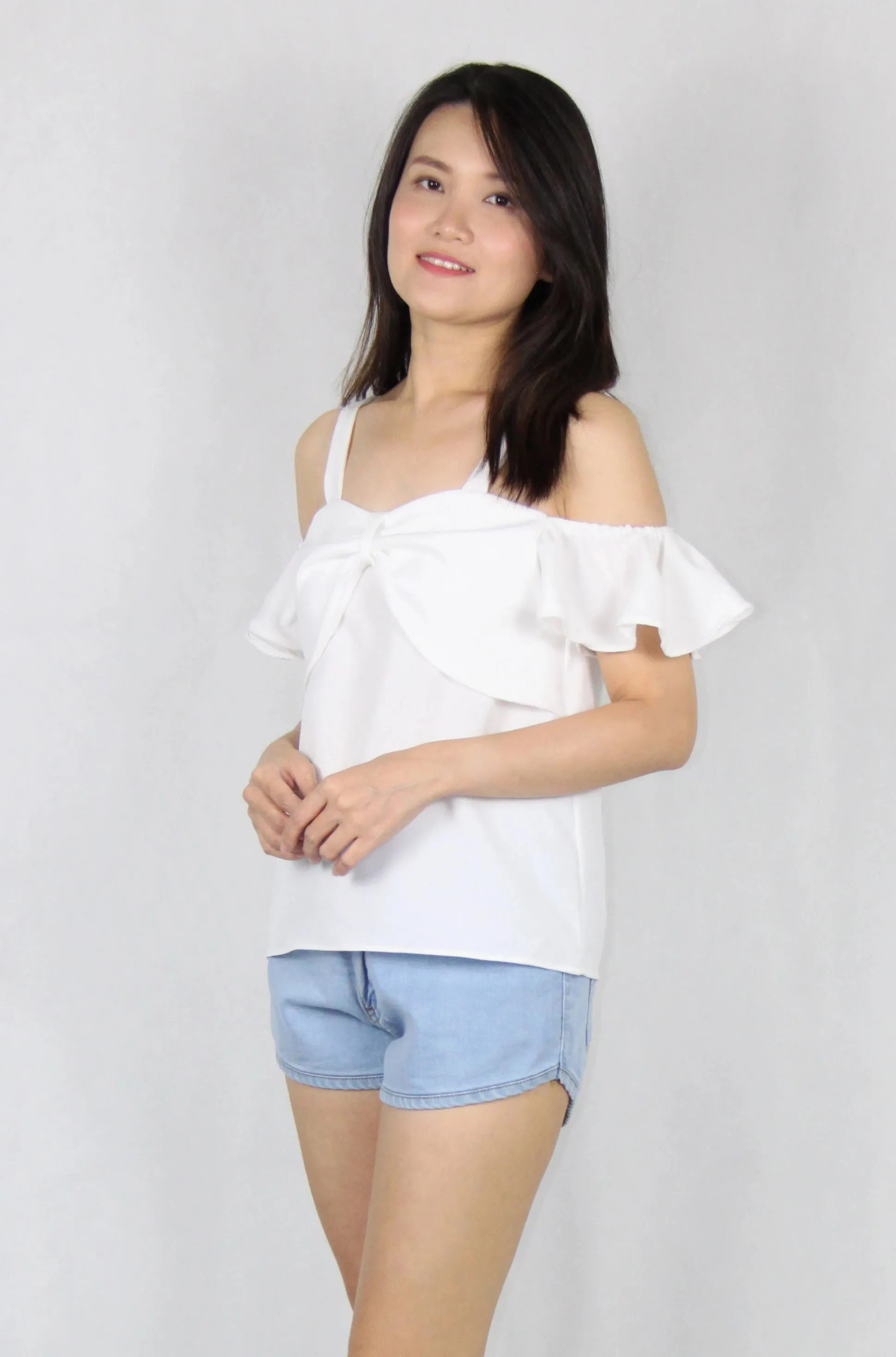 Ruffles Off-Shoulder Top in White