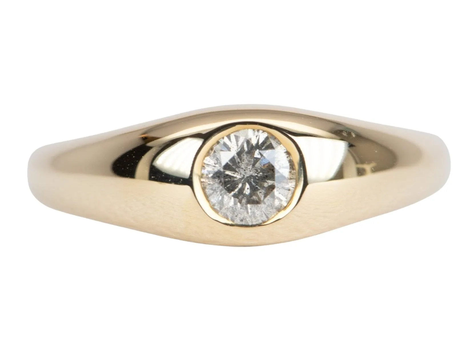 Salt and Pepper Diamond Modern Signet Band 14K Gold R6504