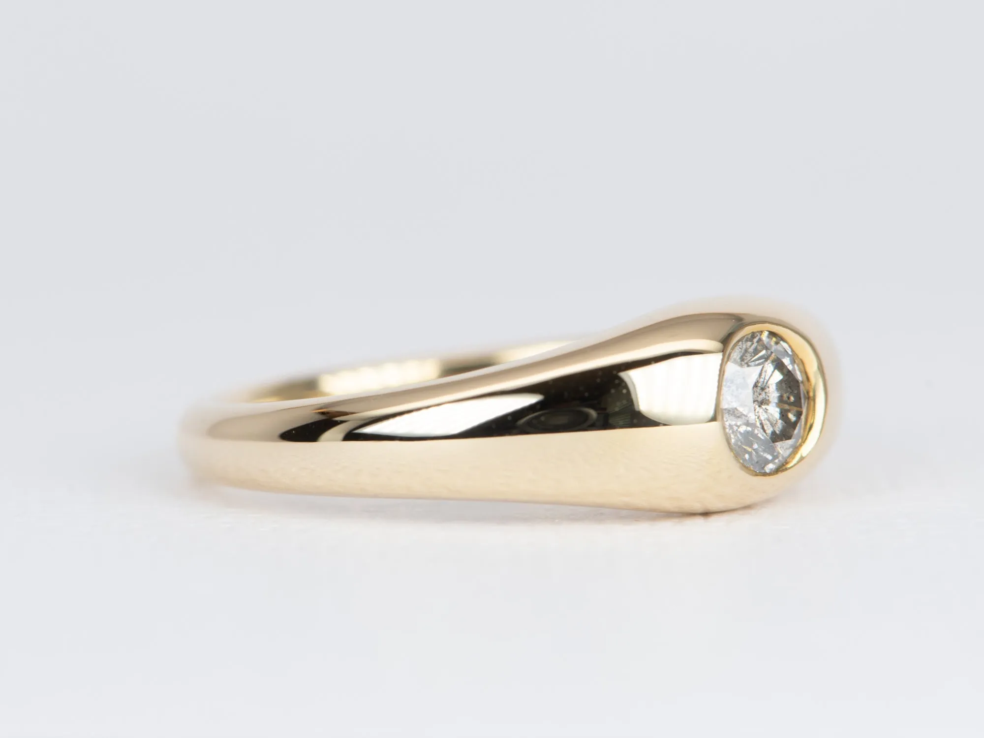 Salt and Pepper Diamond Modern Signet Band 14K Gold R6504