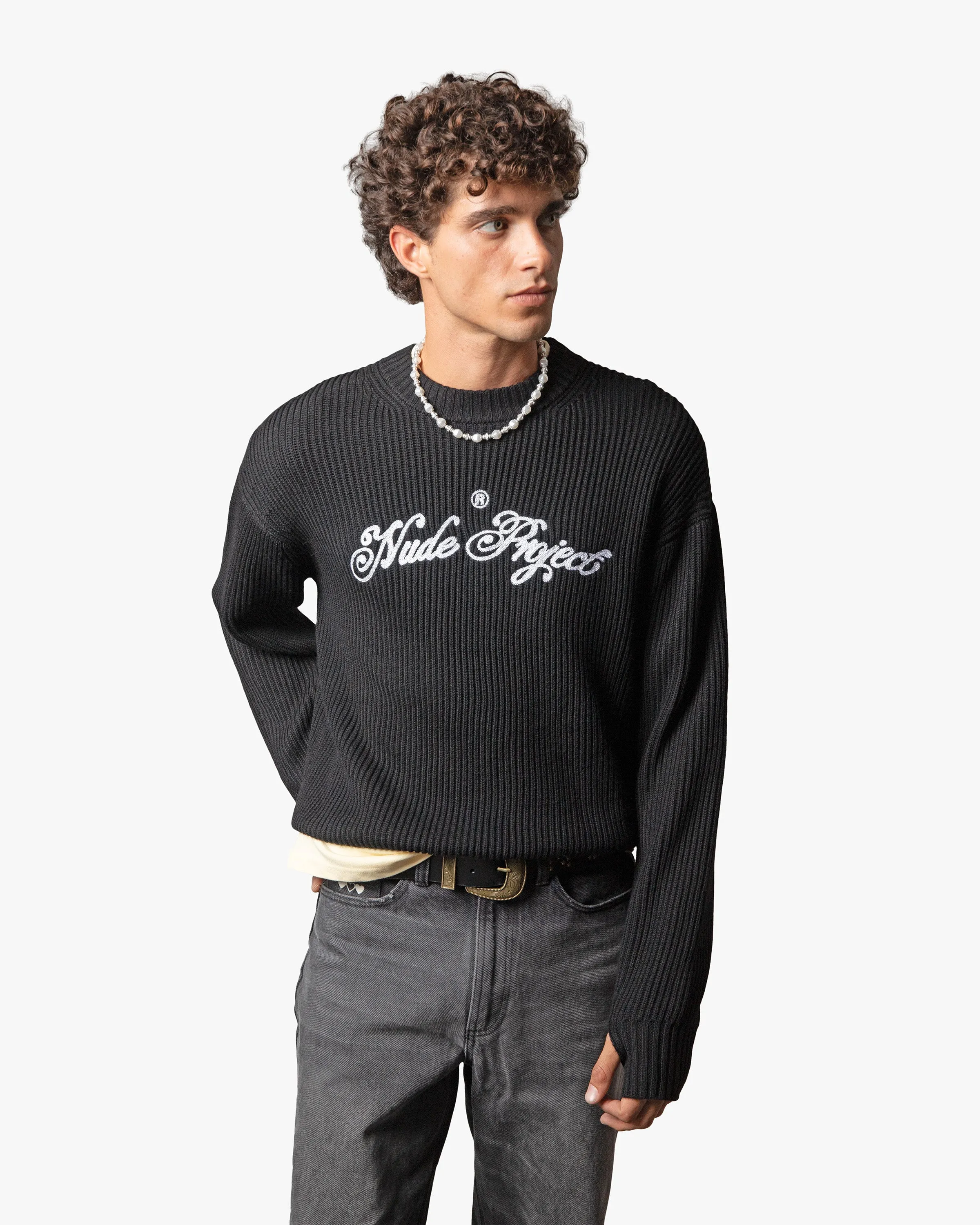 SCRIPT SWEATER BLACK