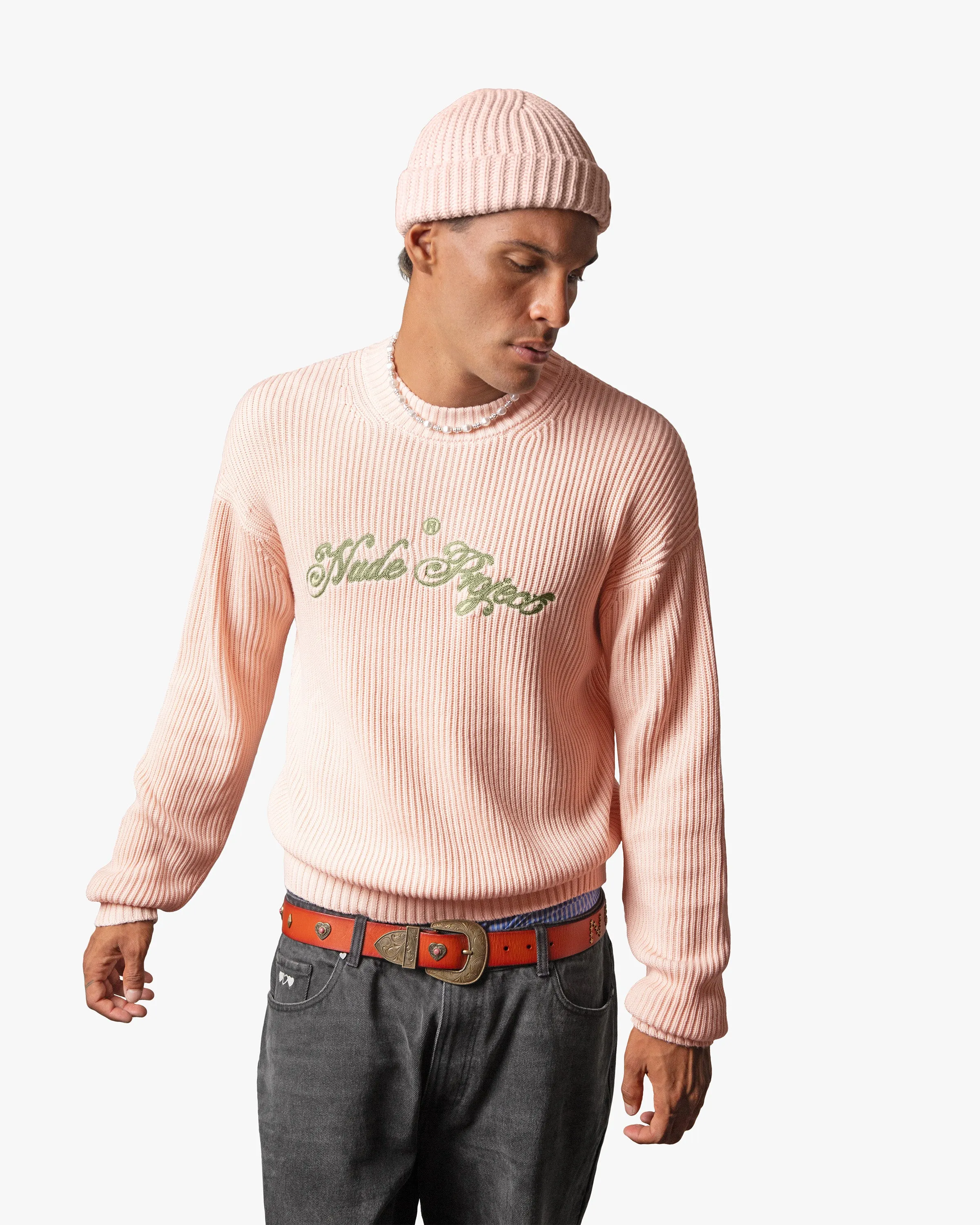 SCRIPT SWEATER PINK