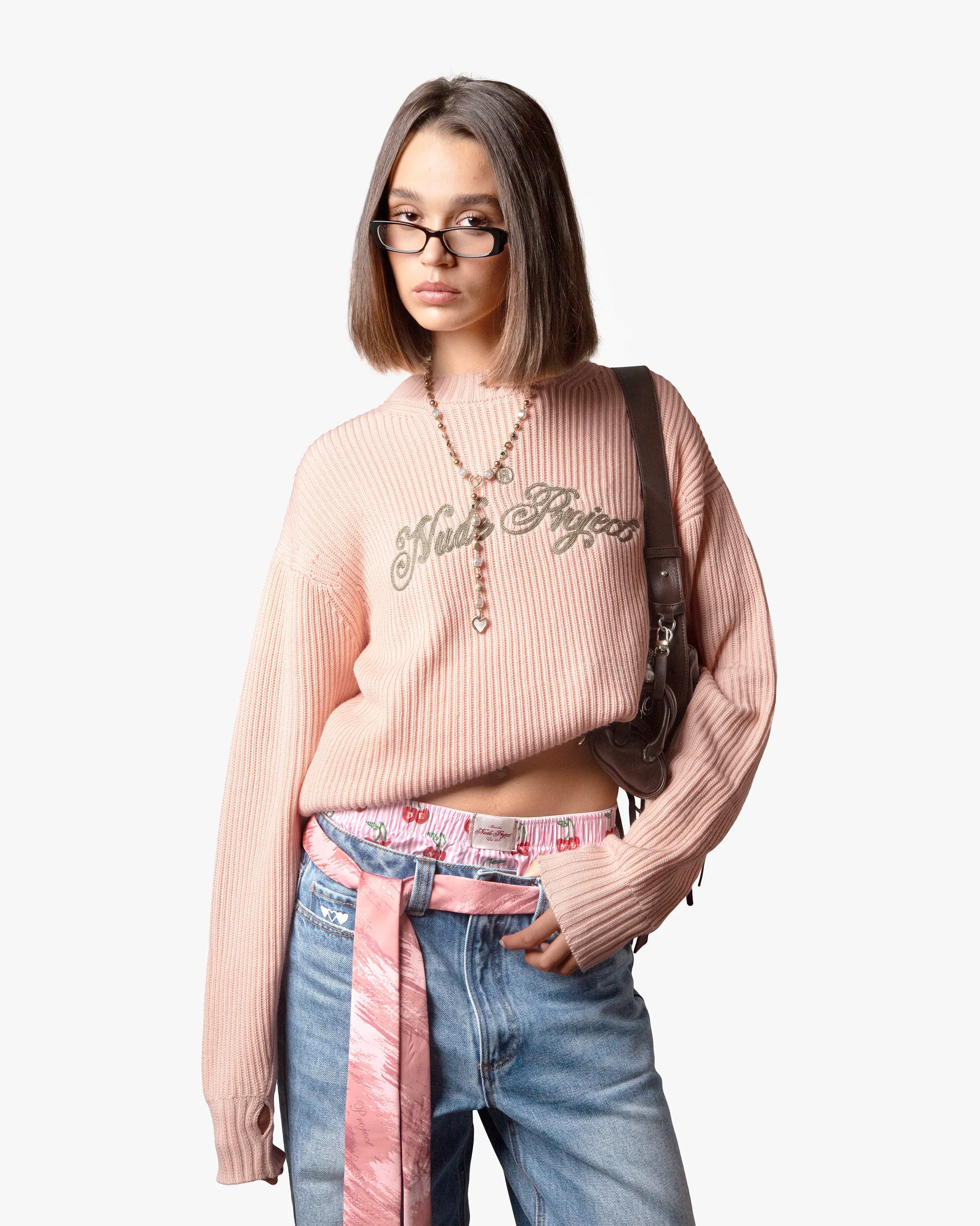 SCRIPT SWEATER PINK