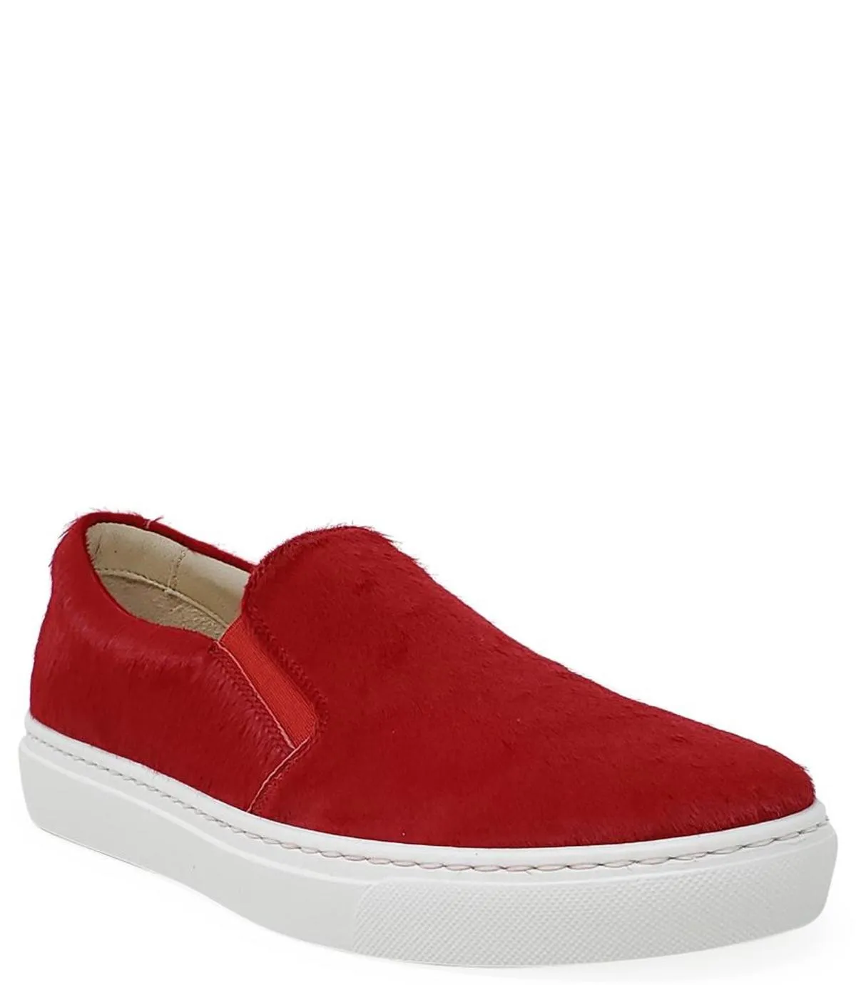 Short Hair Calf Slip On Sneaker - Red