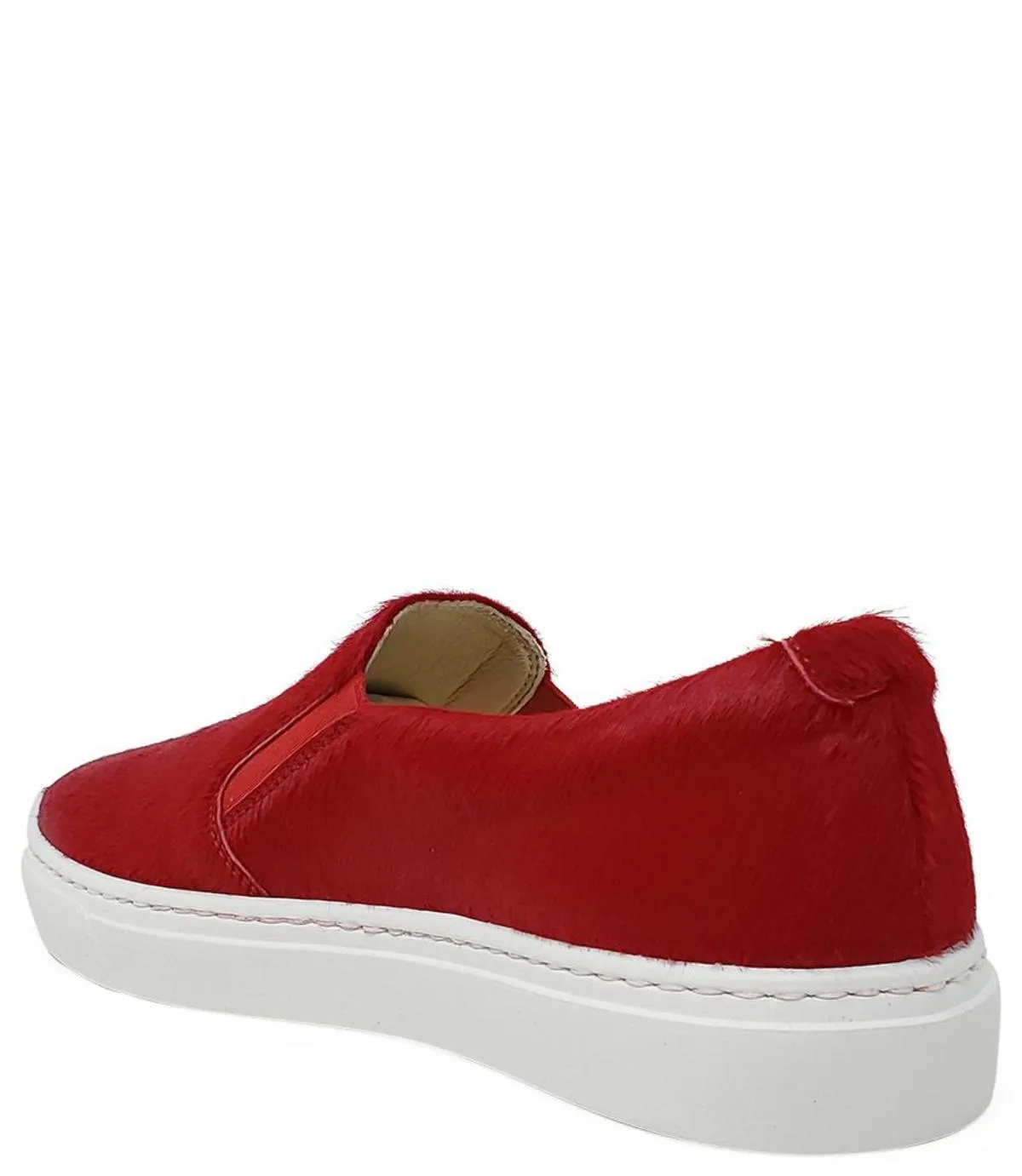 Short Hair Calf Slip On Sneaker - Red