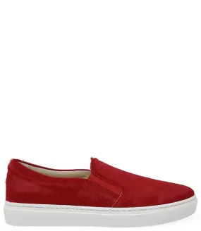 Short Hair Calf Slip On Sneaker - Red