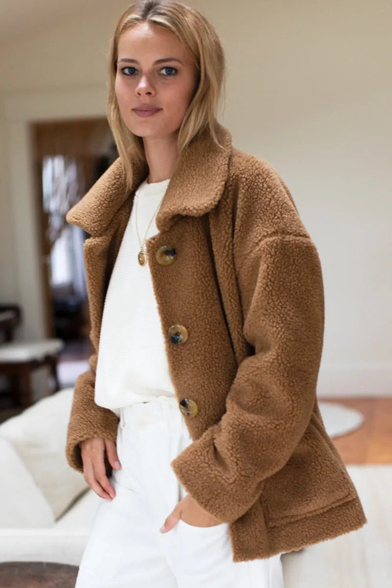 Shorty Teddy Coat - Camel