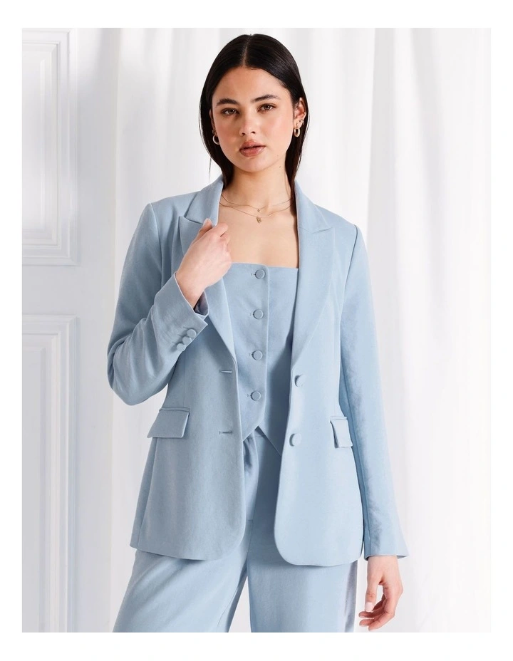 Single Breasted Blazer in Light Blue