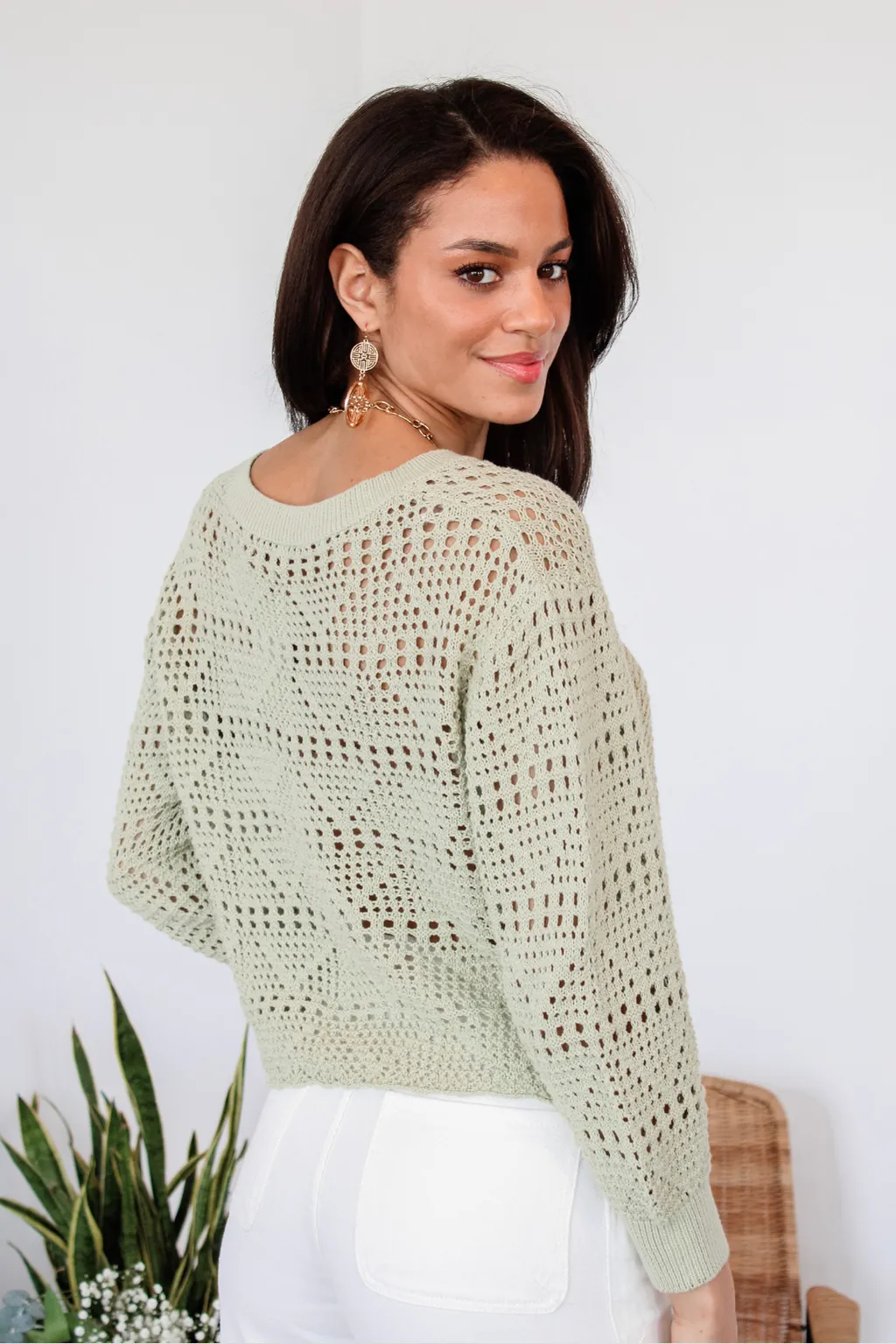 Slipped Away Lightweight Sweater in Sage