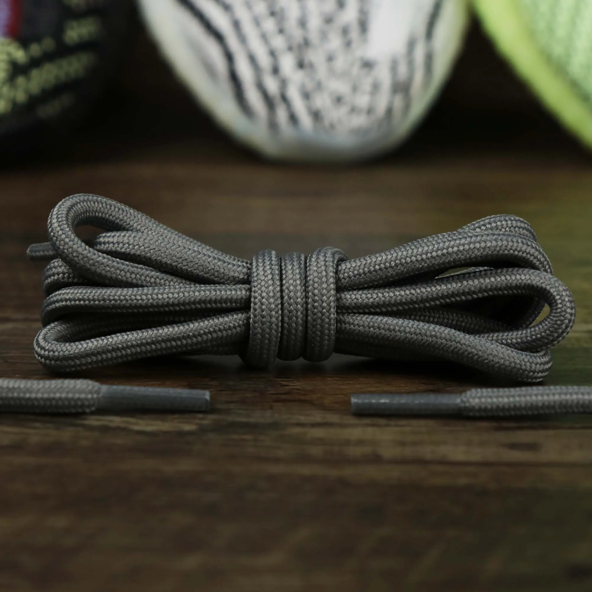 Solid Rope Dark Grey Shoelaces with Dark Grey Aglets | 120cm Capswag