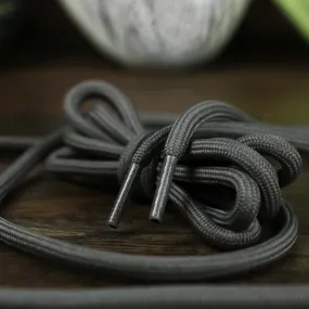 Solid Rope Dark Grey Shoelaces with Dark Grey Aglets | 120cm Capswag