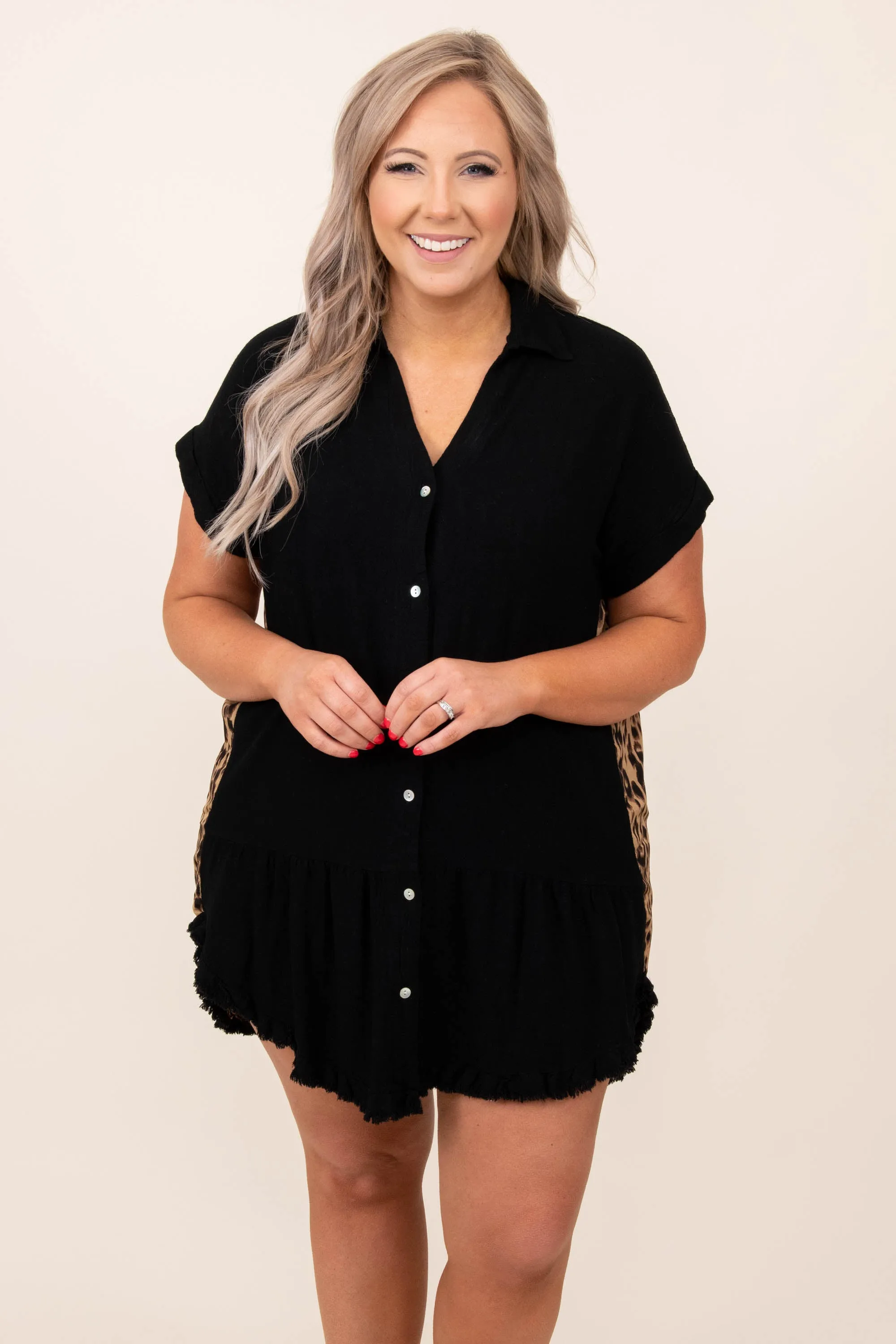 Spotted Downtown Dress, Black