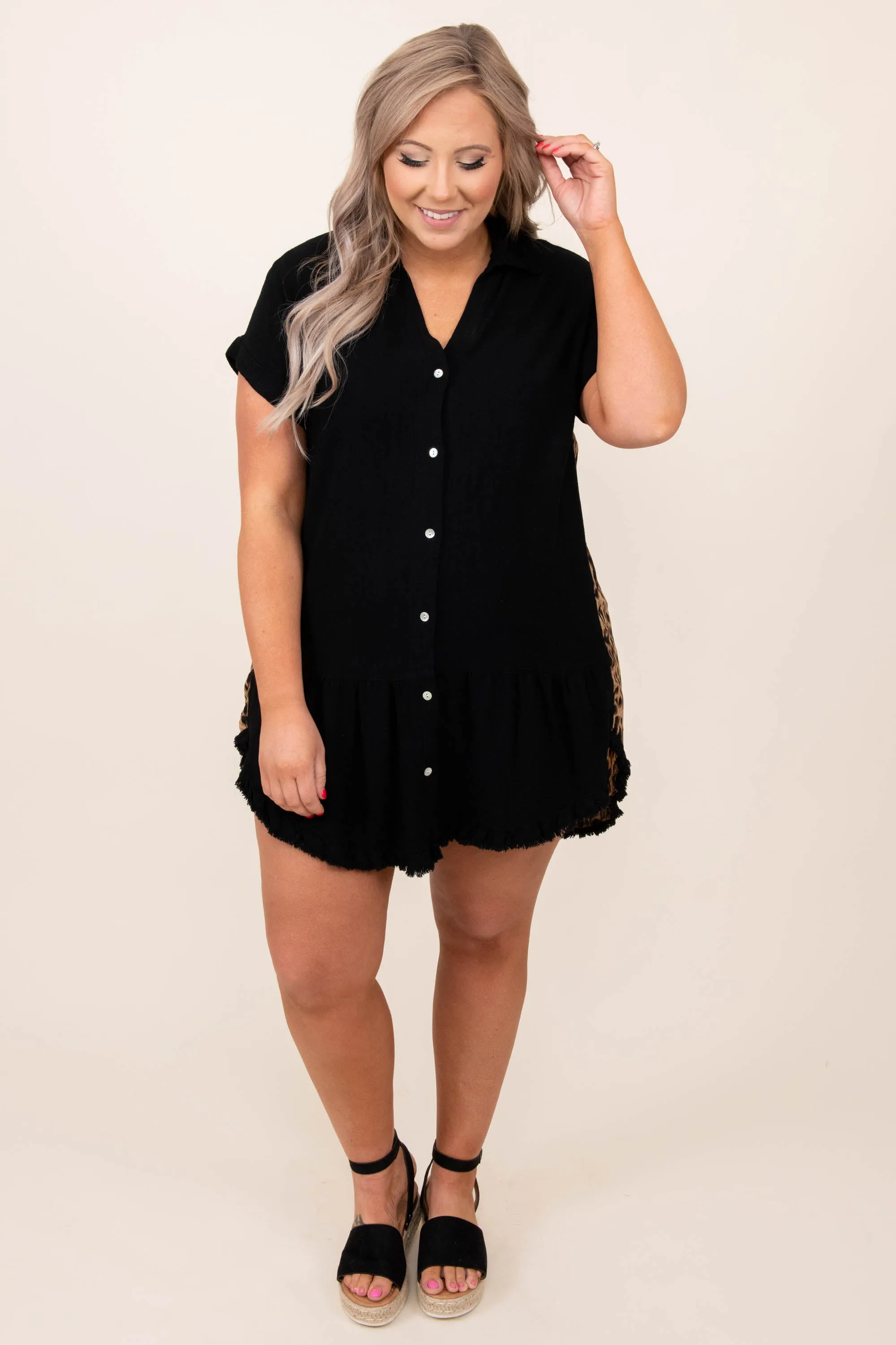 Spotted Downtown Dress, Black