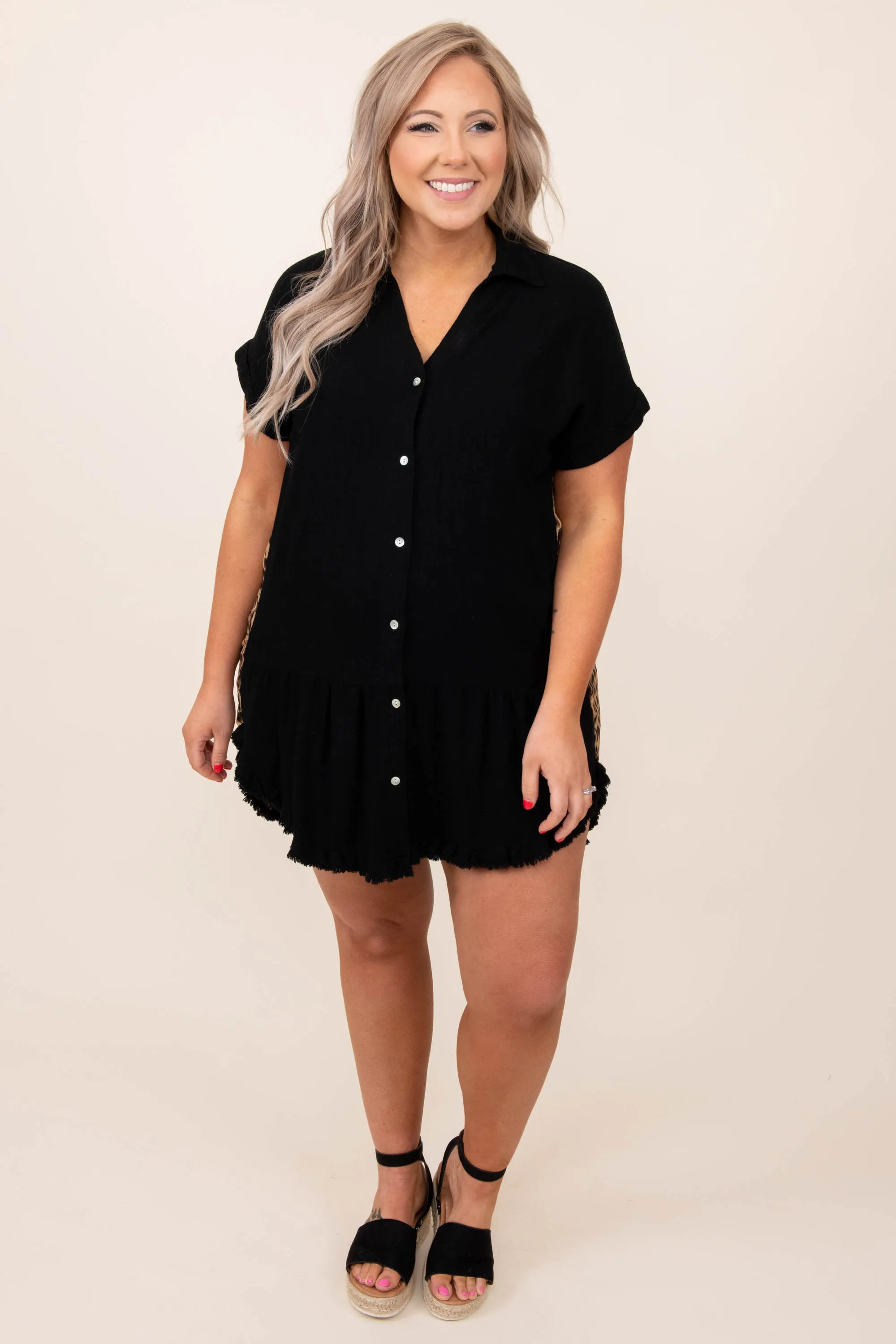 Spotted Downtown Dress, Black