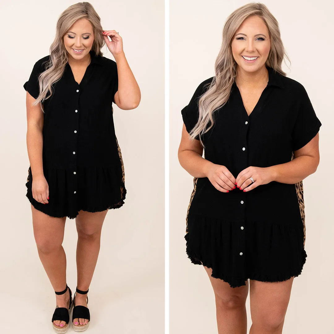 Spotted Downtown Dress, Black