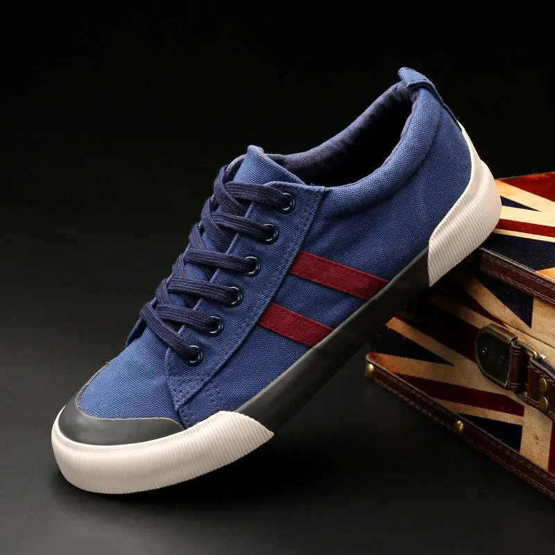 Spring Lace-up Ankle Strap Breathable Flat Canvas Shoes for Men