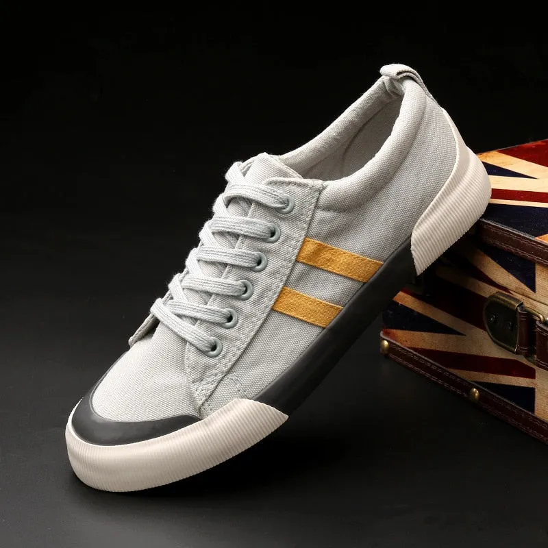 Spring Lace-up Ankle Strap Breathable Flat Canvas Shoes for Men