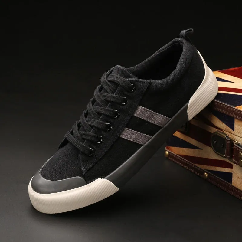 Spring Lace-up Ankle Strap Breathable Flat Canvas Shoes for Men