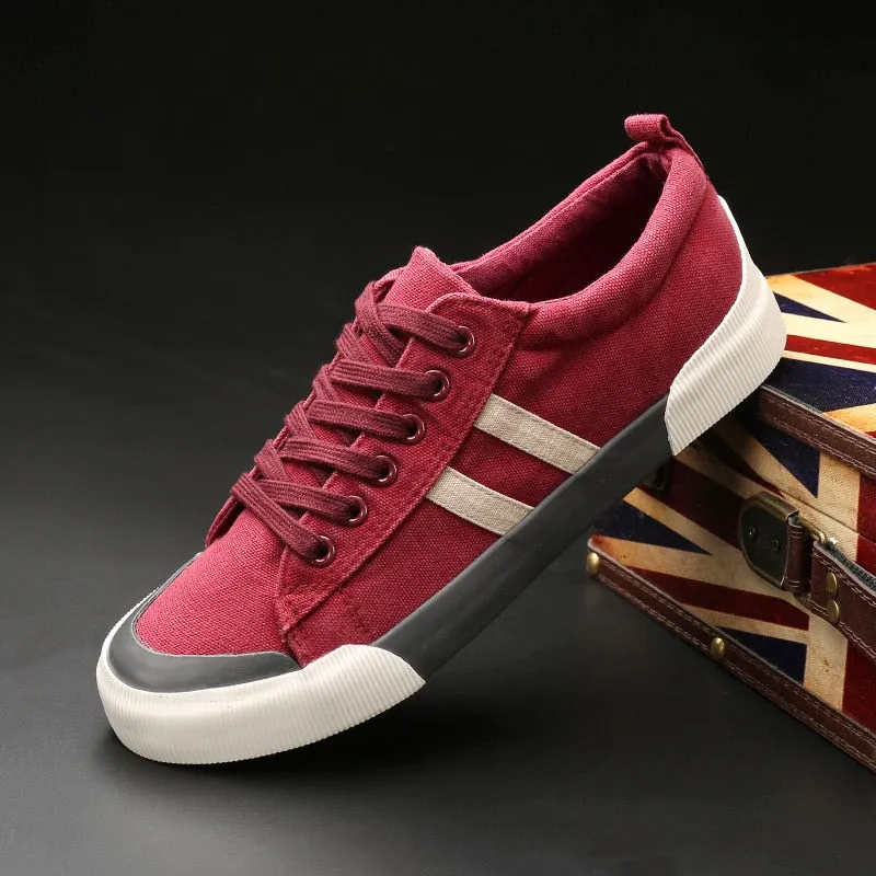 Spring Lace-up Ankle Strap Breathable Flat Canvas Shoes for Men