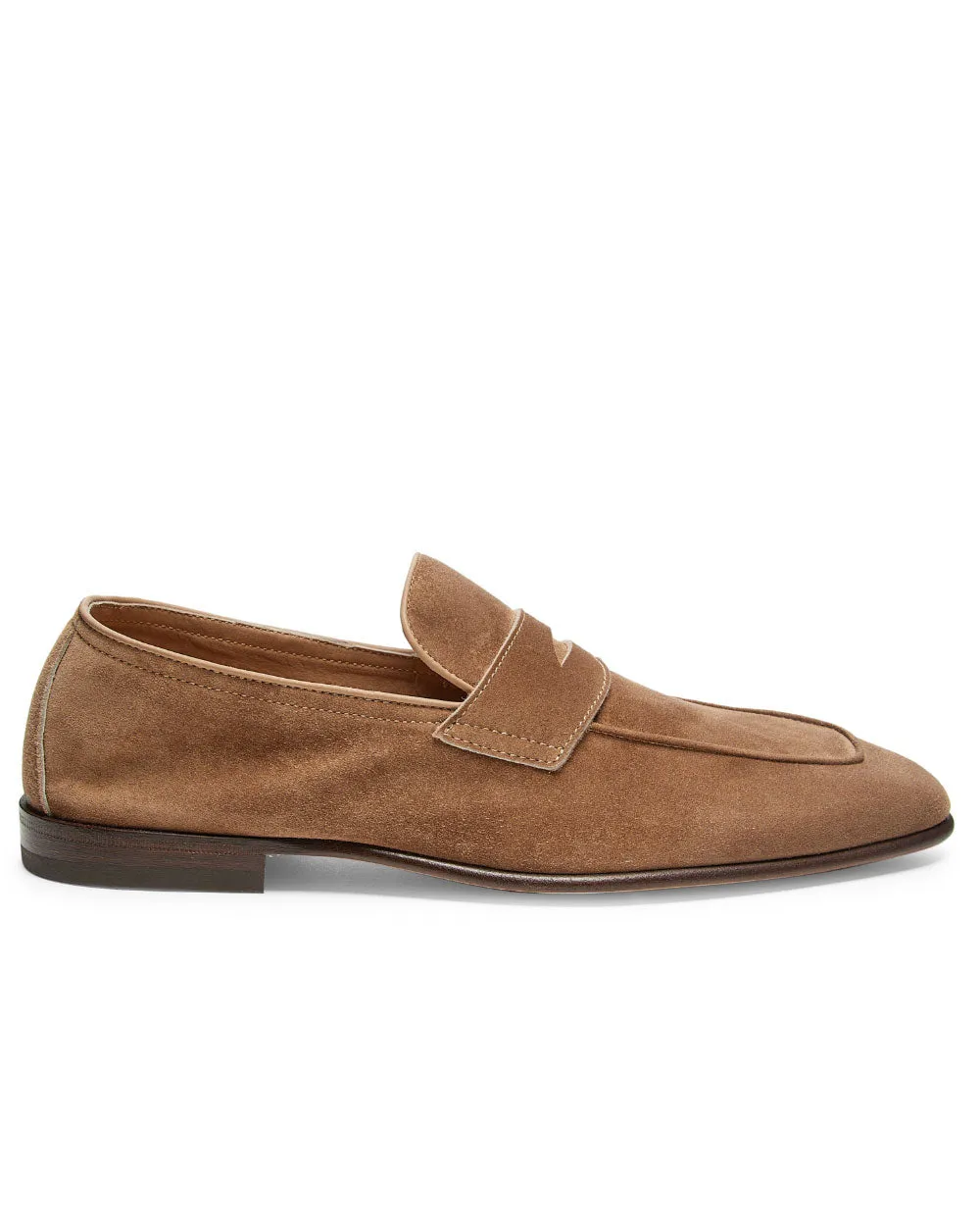 Suede Penny Loafer in Brown