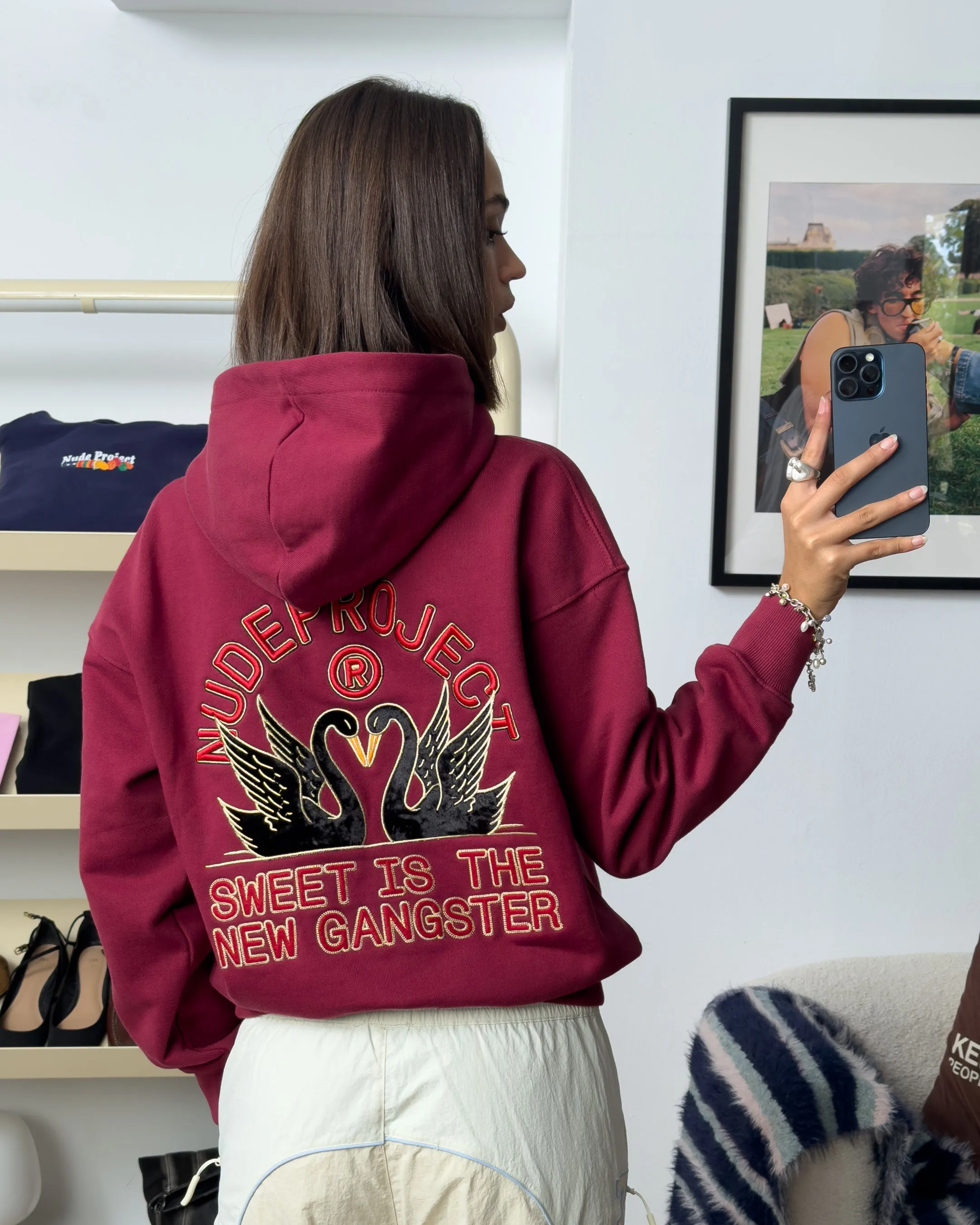 SWANS HOODIE BURGUNDY