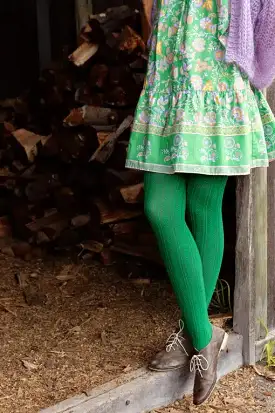 Tightology - Chic Cotton Tights - Bright Green