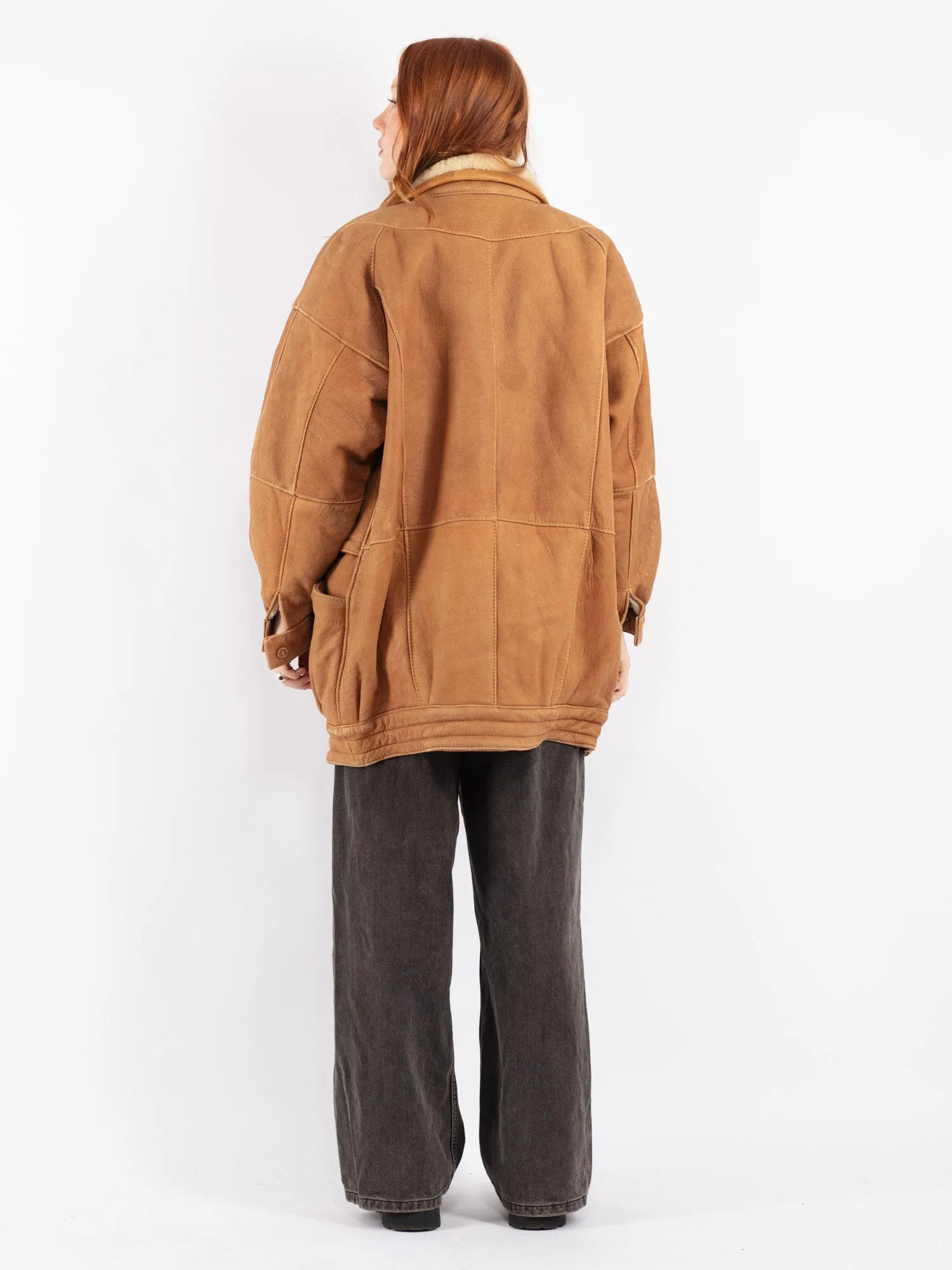 Vintage 80's Women Sheepskin Coat in Brown