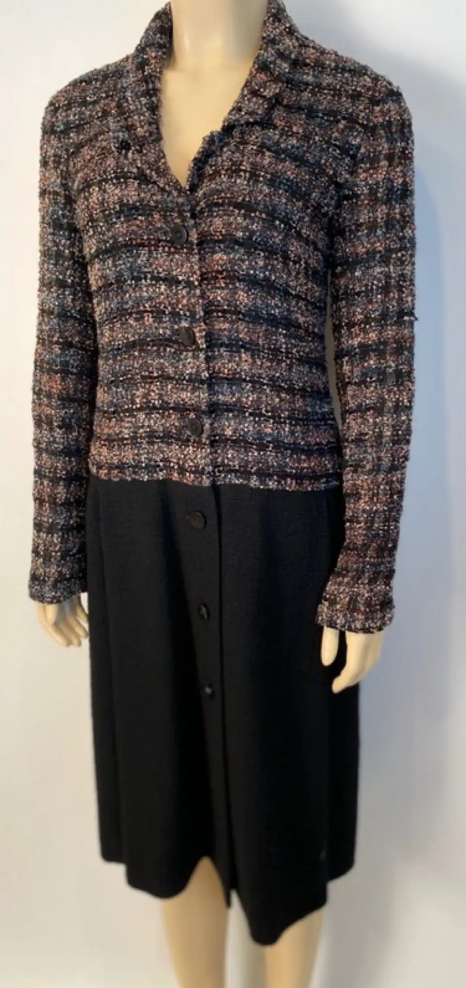 Vintage Chanel 98A, 1998 Fall Boucle Black/Pink Dress FR 38