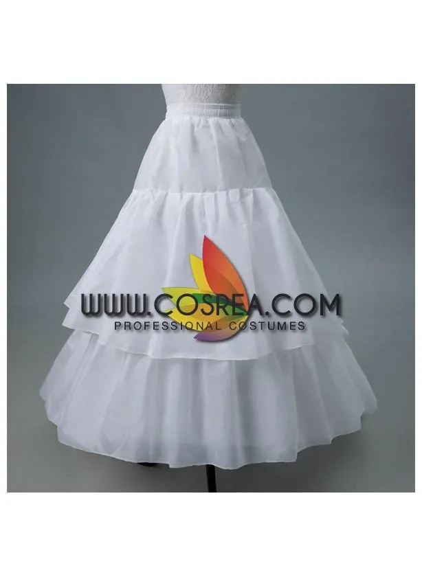 White 2 Tier Tulle Petticoat With Train