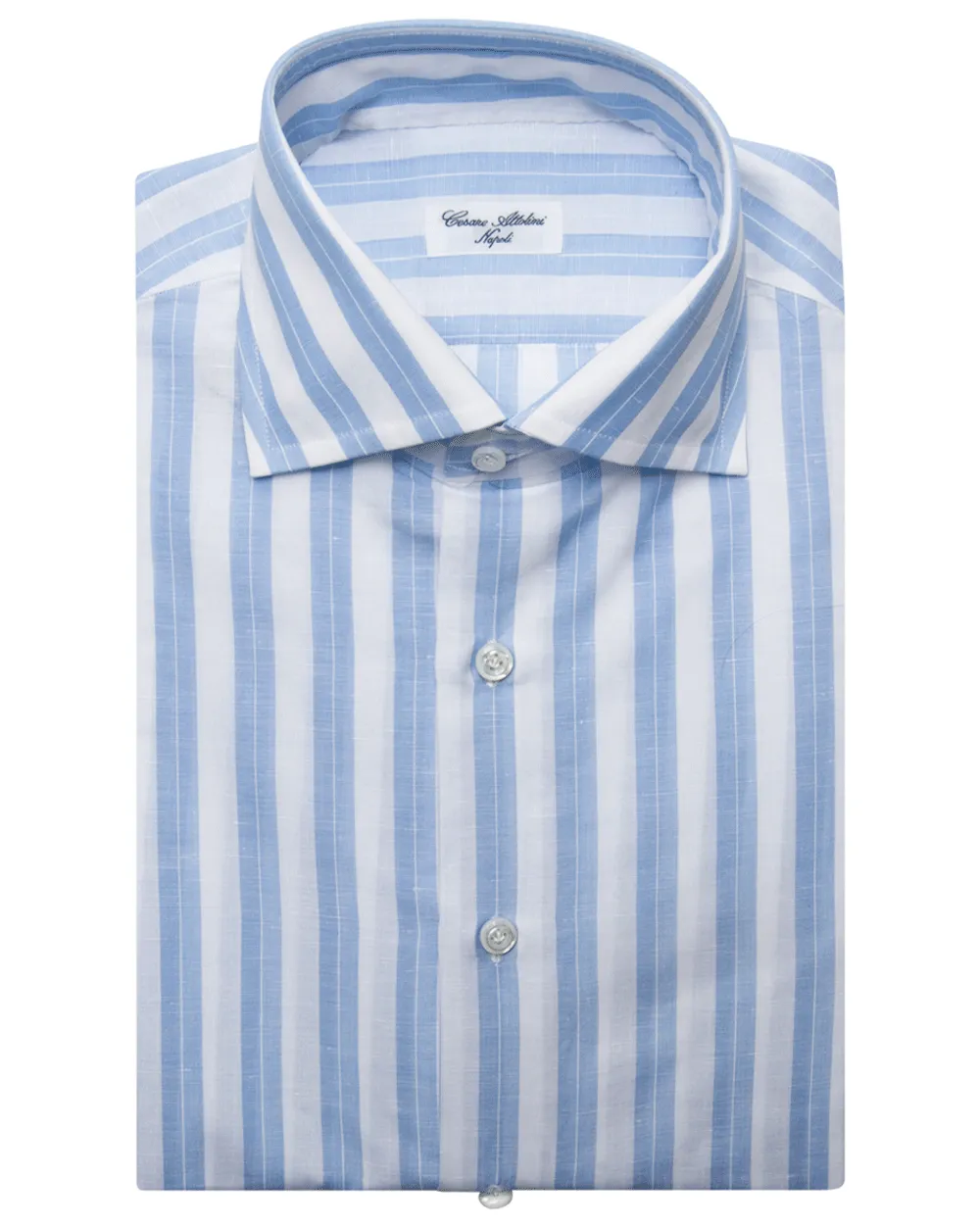 White and Blue Multi-Striped Dress Shirt